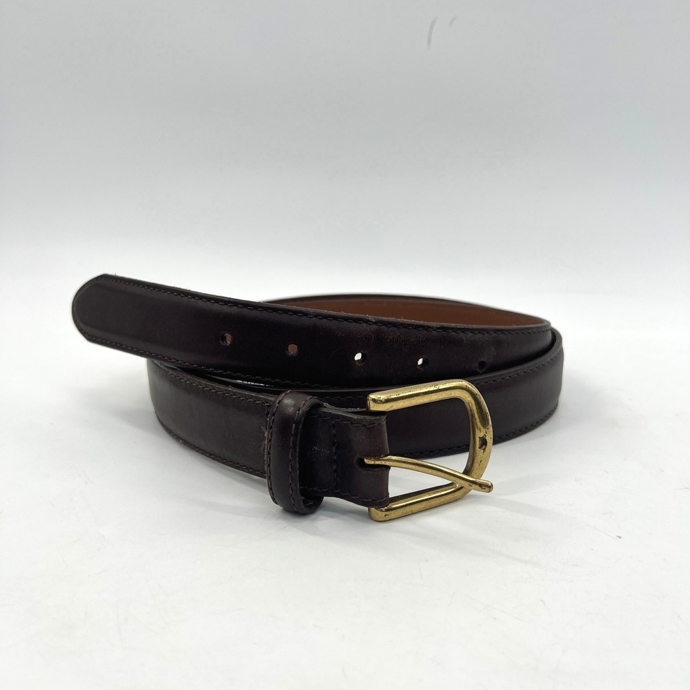 Vintage LL Bean Leather Belt Mens 40 Brown Dress USA Made Classic Preppy